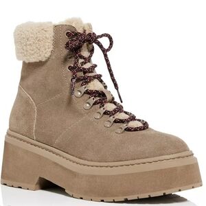Aqua Bloomingdales Thea Lace-Up Suede Ankle Boots In Mushroom 9.5 New $168